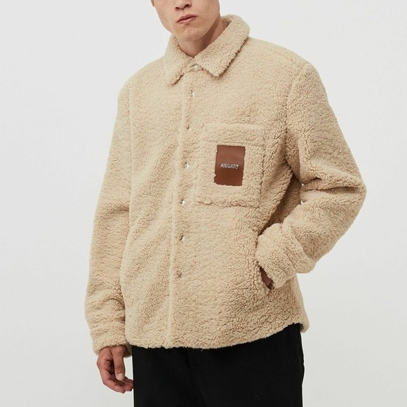 Axel Arigato Aspen Teddy Overshirt Beige Overshirt Shacket Jacket Logo Patch